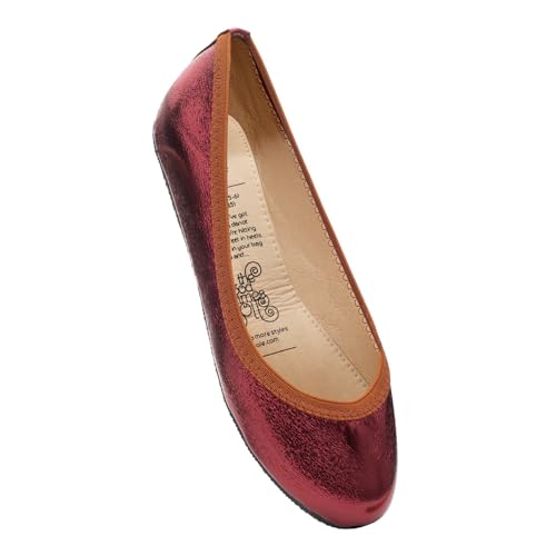 Rollasole Ballet Pumps – Ruby Red Folding Flat Shoes for Women