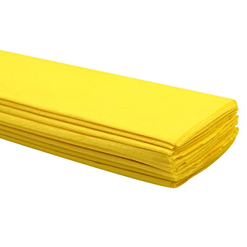 Premium Crepe Paper Party Streamers 21 Assorted Colors Large 20"X3.2Ft. Per Sheet Diy Crepe Paper Flowers Crafts Gift Wrapping Box Birthday Wedding Party Drop Decoration Supply (Lemon Yellow) #TOP8