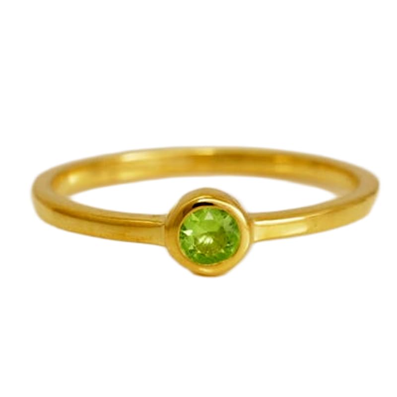 Bague solitaire péridot naturel vert anneau argent 925 plaqué or diamants