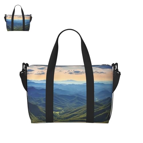 Blue Ridge Parkway Mountains Duffle Bag for Men Women Gym Bag with Shoes Compartment Travel Bags Lightweight Overnight Bags