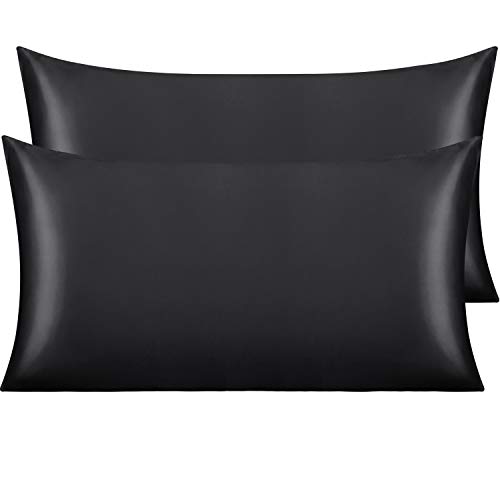 NTBAY King Satin Pillowcases, Set of 2, Black