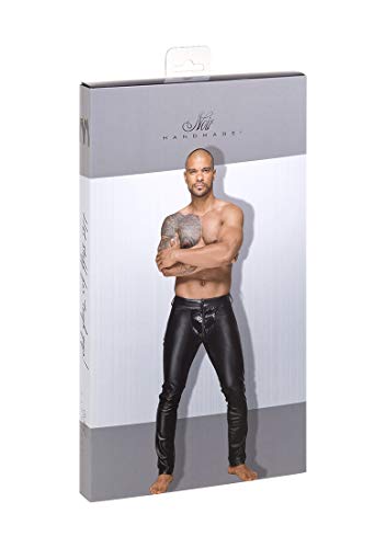 Pantalon effet mouillé PVC Noir Handmade à plis graphiques - 3