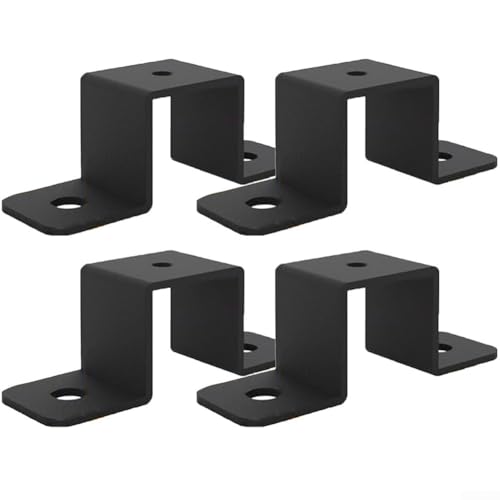 Lot de 4 colliers de serrage carrés en forme de U, supports de fixation murale pour poteaux de clôture, pour renforcer les portes et les fenêtres de maison (5,1 cm)