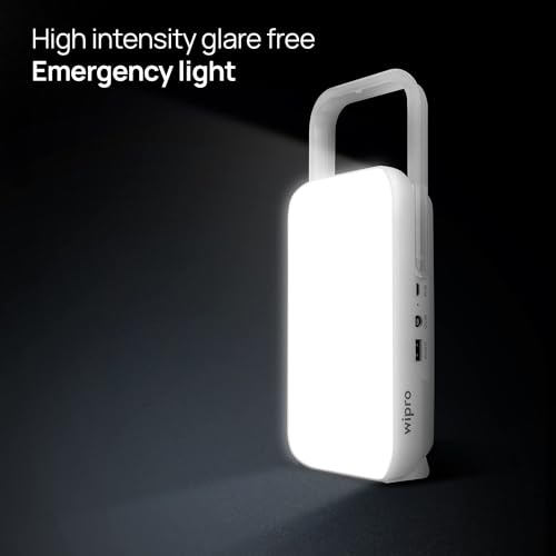 Image of wipro Safari Emergency Rechargeable Led Lantern with 7200 Mah Battery | Brightness Control Feature | in- Built Mobile Charging Point | Pack of 4,Multicolor