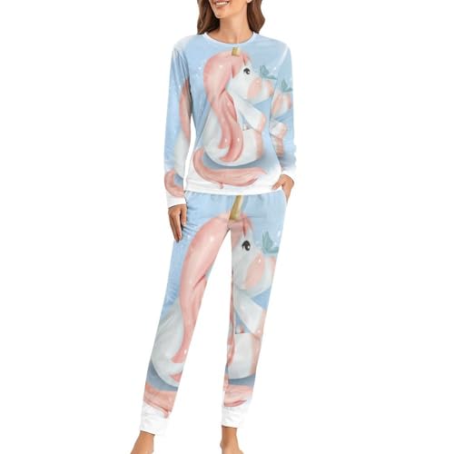 Pyjama femme papillon licorne à manches longues : le cadeau de nuit idéal et doux