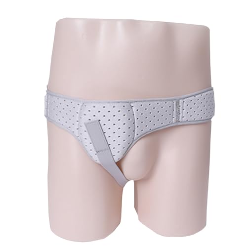 脱腸ベルト 男性用女兼用、左右どちらでも使える鼠径ヘルニア ベルト、調節可能なウエストストラップヘルニアバンド、取り外し可能な圧縮パッド1枚付き(Gray,Medium)