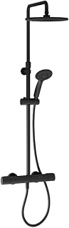 Jacob Delafon - Thermostatische Duschsäule JULIETTE – runder Duschkopf 25 cm – runde Handbrause mit 3 Strahlarten – 33,4 x 131,5 x 51,9 cm – Mattschwarz – E46810-BL