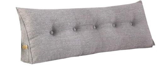 WINARA Semplice cuscino da lettura a triangolo, grande cuscino per schienale per letto, divano, cuscino per letto da giorno con zeppa, cuscino con rivestimento rimovibile (Grigio chiaro, 200x50x20)