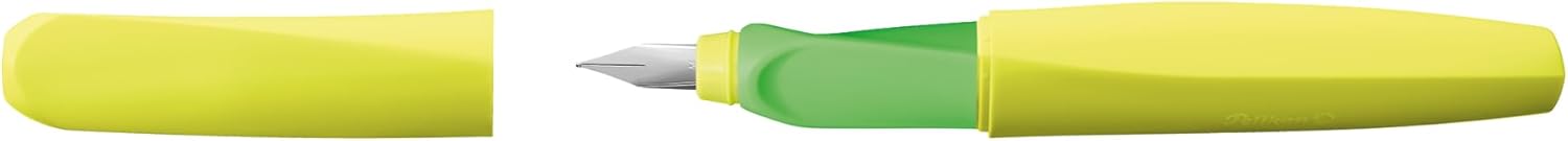 Pelikan Twist Fountain Pen with 1 Ink Cartridge, Medium Nib, Neon Yellow, Boxed (807272)