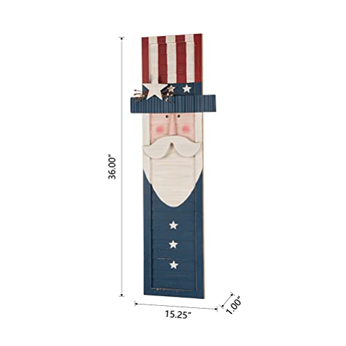 Glitzhome 36"H Wooden Metal Patriotic Uncle Sam Porch Sign For Front Door American Flag Vertical Welcome Sign thumb #4