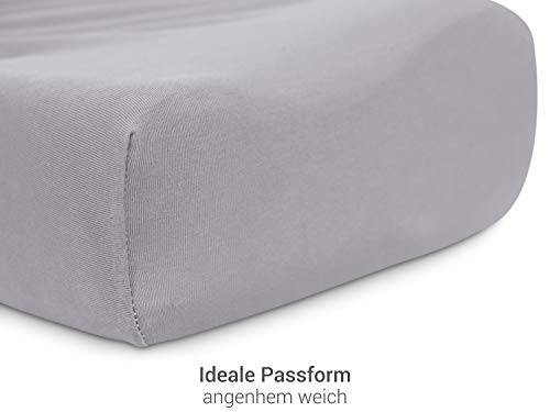 npluseins 2er Pack Spannbezüge für Nackenkissen Gesundheitskissen 959.1234, M, 35-40x55-60 cm, Silber