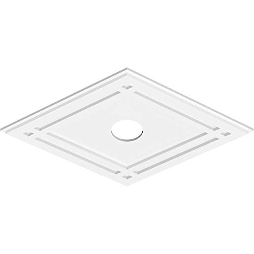 Image of Ekena Millwork CMP32X21DD-04000 Diamond Architectural Grade PVC Contemporary Urethane Ceiling Medallions 32 inchW x 21 3 /8 inchH x 4 inchID x 11 1 /4 inchC x 1 inchP