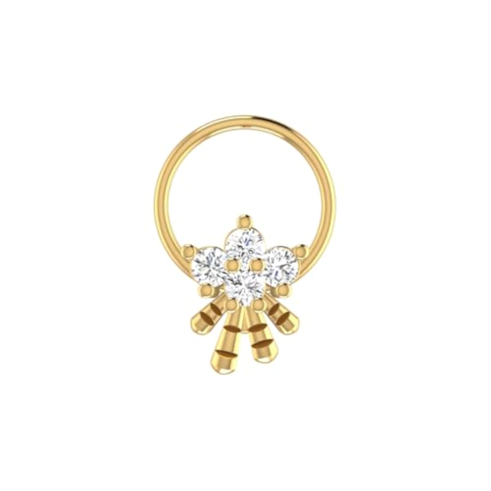 Women's 14Kt Yellow Gold Stud Nose Ring, Stylish
