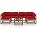 Tidyard Muebles de palets jardín 7 pzas Cojines Madera Pino impregnada 16# | Sofás Palets Conjuntos Sofa Exterior Patio