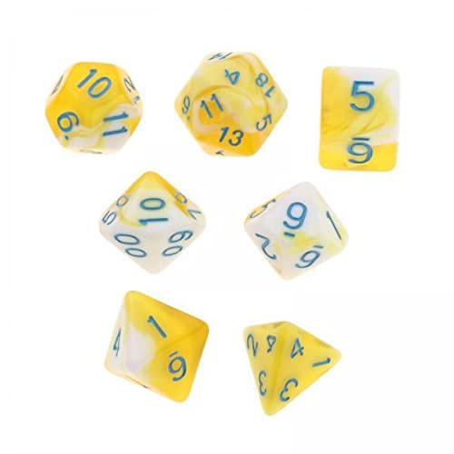 Toy 6xPolyhedral Dice Board Games Double-Colors Family Games for DND RPG White Yellow Accessories & Dice-image-40