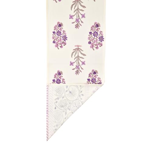 Image of BLOCKS OF INDIA Hand Block Printed Cotton Table Runner, Mat and Napkin Set for Center /Dining Table