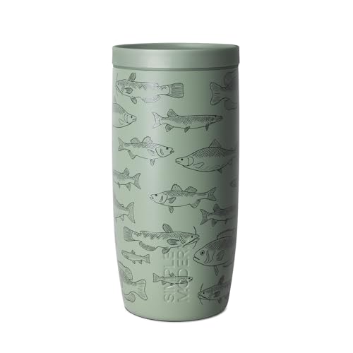 Image of Simple Modern Father's Day Signature Voyager | 16oz Travel Coffee Mug Tumbler with 360 Lid | Gifts for Dad, Him | Ceramic-Lined Insulated Stainless Steel Cold Brew Iced Coffee Cup | Fish On