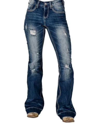 Cowgirl Tuff Western Jeans Womens Buck Off 30 Reg Dark Wash JBUCKF