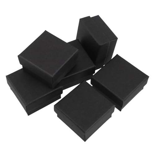 LRXIYODE 10 pezzi Portagioie Piccole in Carta Kraft Nera con Interno Morbido per Anelli Orecchini Braccialetti Collane Eleganti Scatoline Regalo Raffinate e Protettive