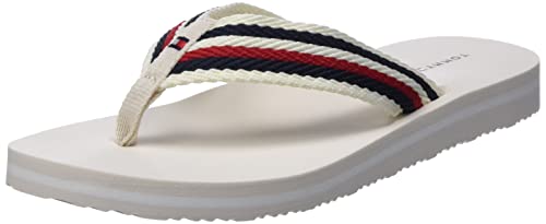 Tommy Hilfiger Damen Flip Flops Tommy Essential Comfort Sandal Badeschuhe, Elfenbein (Feather White), 38 EU