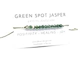 Albion Design - Crystal Anklet - Beaded Crystal Anklet - Dainty Crystal Anklet - Unisex Crystal Anklet - Gemstone Anklet (Green Spot Jasper)
