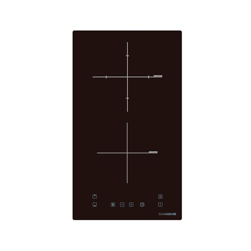SIXHOME Placa de inducción 30 cm 2 zonas 3300 W con función Booster, control táctil, bloqueo infantil, apagado automático, color negro SXHPI30N