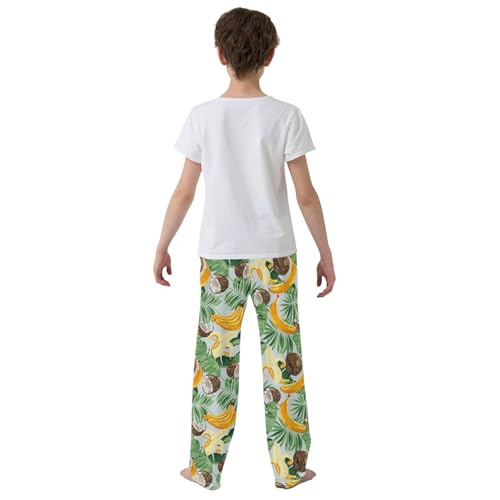 ZZXXB Coconut Banana Palm Tree Boys Long Pants Soft Trousers Elastic Waist Kids Lounge Bottoms with Pockets S-XL3