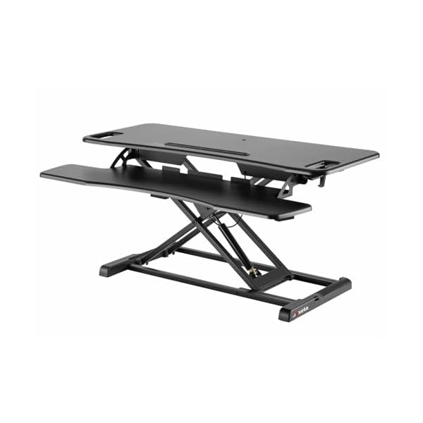 Exeta ergoX höhenverstellbares Stehpult in schwarz I Schreibtisch mit stufenloser Höhenverstellung I Stehpult ergonomisch höhenverstellbar mit hochwertiger Gasfeder I höhenverstellbarer Stehtisch