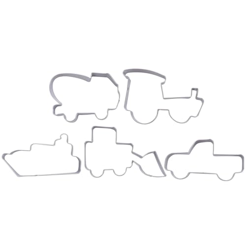 jojofuny 5 Stück Teiliges Edelstahl Ausstechformen Baustellenfahrzeuge DIY Backzubehör für Kekse Plätzchen Party Zubehör Leicht zu Reinigen Langlebig