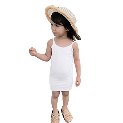 Girls Short Sleeve Dress Toddler Kids Girls Dance Racerback Crop Sleeveless Soild Sports Dance Ballet (White, 4-5 Years)2