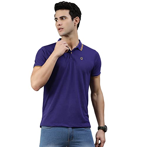 Image of Urbano Fashion Men's Solid Slim Fit Half Sleeve Cotton Polo T-Shirt