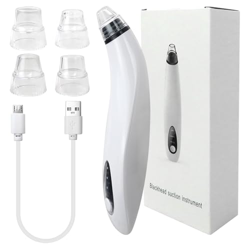 LINGSEE Electric Blackhead Remover Cleaner-3 Adjustable Strength Levels-Extract Out Oily Buildup, Impurities, Pimple Popper And Grease,White Heads