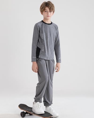 Image of Angel season Boys Girls Long Sleeve Shirts Breathable Moisture Wicking Athletic Activewear T-Shirt for Kids, 5-14 Years