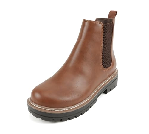 Image of Soda Pilot ~ Women Lug Sole Low Heel Chelsea Fashion Ankle Bootie w /Double Elastic Gore