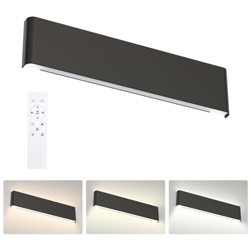Image of Aipsun 24in Remote Control Dimmable Modern Black Vanity Light Fixtures Color Temperature Adjustable LED Bathroom Light Fixture