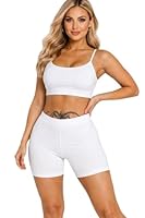 L S U Women Shorts Stretchy Pull On Comfortable Hot Pants Gym Yoga Casual Shorts (White S-M)