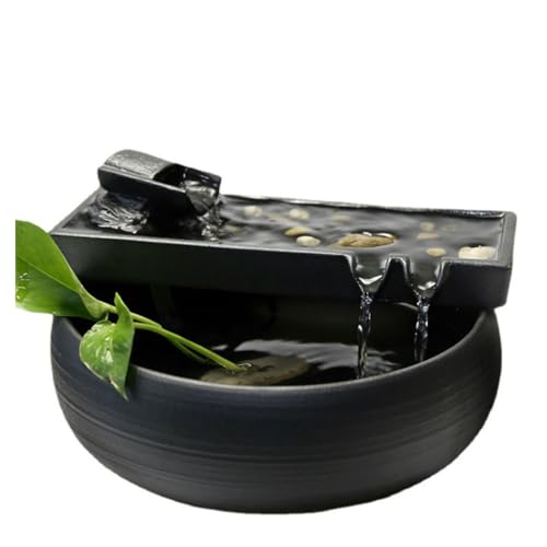 UQACHG Fontane da Tavolo Fontana da Tavolo Piccola Fontana in Ceramica con Acqua Corrente Ornamenti per La Casa Soggiorno Fontana da Tavolo Fontana Circolare Caratte,A