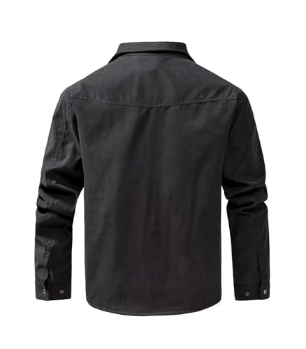 Image of FTIMILD Men's Flannel Lined Shirt Jacket Rugged Snap Button Shacket Cowboy Western Style Long Sleeve Outdoor Fall Jacket