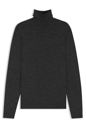 Pull col roulé BOSS Musso-P laine mérinos homme pull fin et slim noir chic