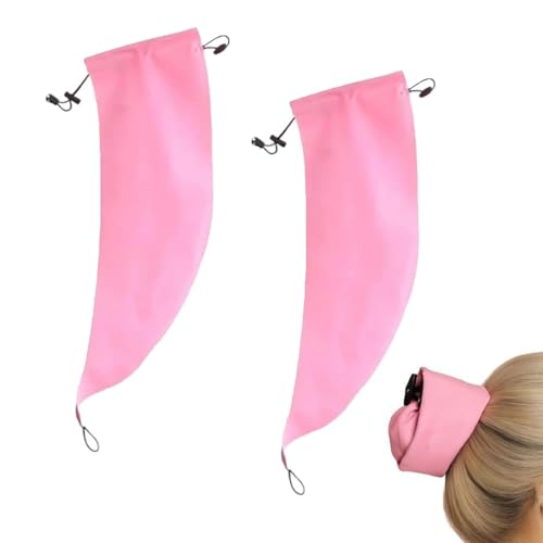 Waterproof Hair Sleeve for Long Hair Crown Washing Shower Cap Ponytail Reusable Adjustable Quick Root Refresh for Shower Gym Travel Pool Beach Time Saver (Pink 2PC)