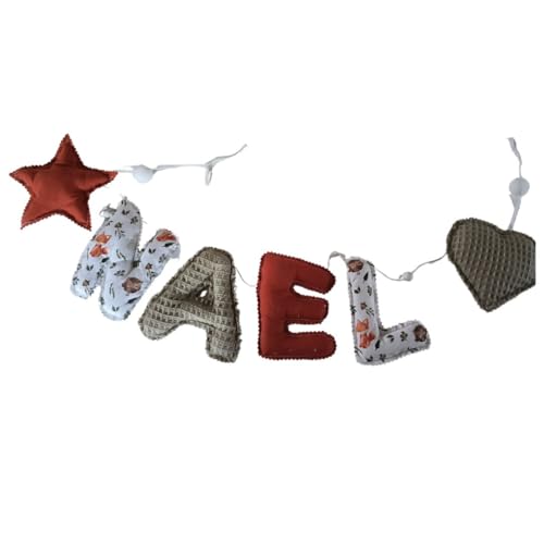 Generic - Guirlande prénom personnalisée coloris terracotta et vert kaki sujet étoile ou coeur au choix guirlande décoration murale chambre d'enfant,cadeau naissance (1etoile 1 nuage, 2 lettres)
