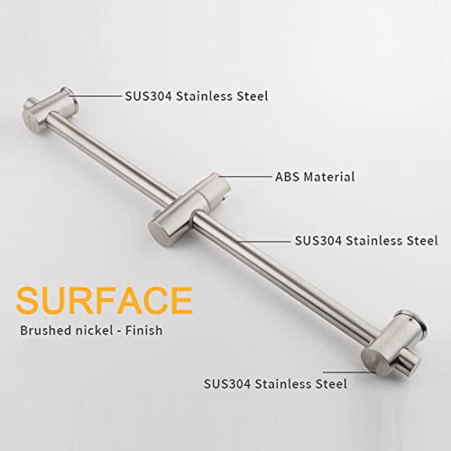 Bangpu 24 Inch Shower Slide Bar, Adjustable Shower Bar For Handheld Shower Wall Mount, Brushed Nickel Stainless Shower Head Slide Bar #TOP4