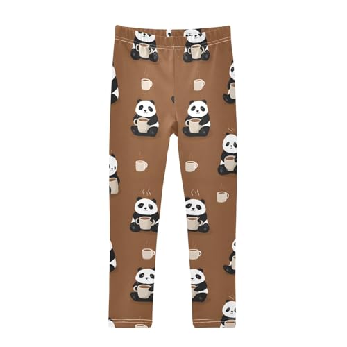 ALAZA Girls' Leggings Children's Yoga Pants Skinny Printed Dance Panda Coffee Comfortable 4T