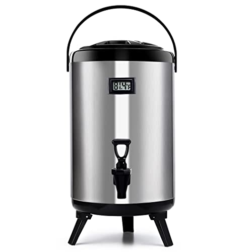 WantJoin Stainless Steel Insulated Beverage Dispenser – Insulated Thermal Hot and Cold Beverage Dispenser – 8 Liter Drink Dispenser with Spigot for Hot Tea & Coffee, Cold Milk, Water, Juice