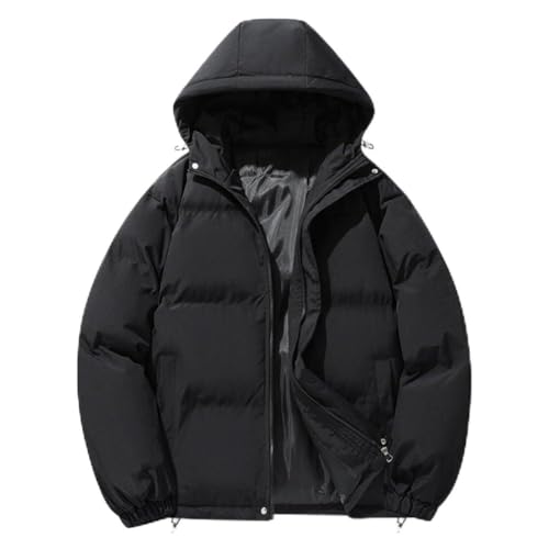 Oniissy Chaquetas exteriores acolchadas con capucha, chaqueta acolchada de plumón para hombre, abrigo acolchado resistente al agua, relleno de plumas de plumón, capucha para invierno, senderismo,