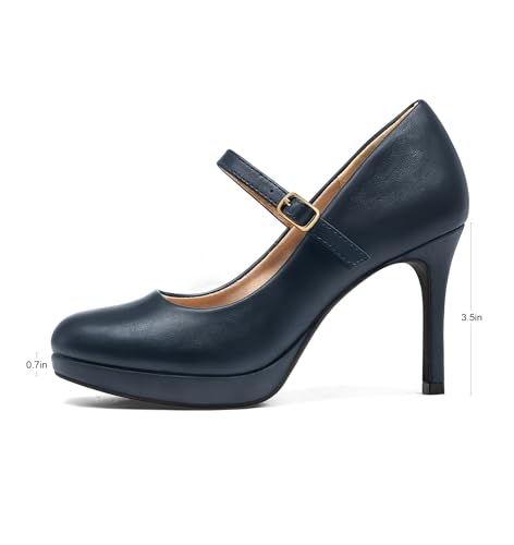Image of mysoft Women's Pumps Closed Toe Mary Jane Pumps Round Toe Platform High Heel Dress Shoes