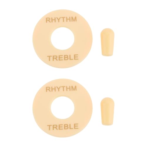 LT Easiyl 2 Sets 3.5mm 3 Way Toggle Switch Tips & Plate Compatible with Epiphone Les Paul 13x35mm Creamy Yellow