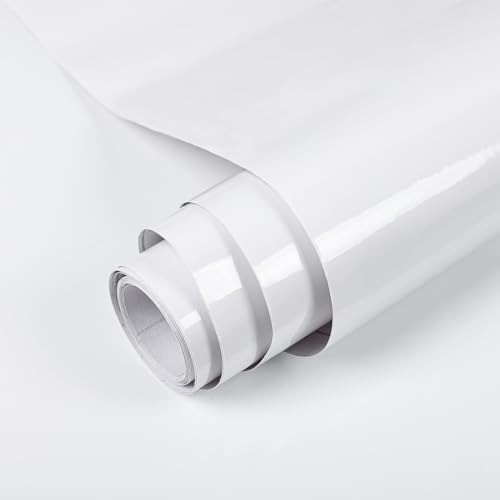 TANONE White Contact Paper 35.4" X 118" Glossy Peel and Stic...