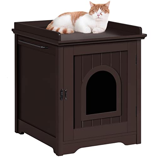 Yaheetech Cat Litter Box Enclosure, Cat Litter Box Furniture Hidden Cat Washroom, Indoor Crate Decorative Cat House Pet…