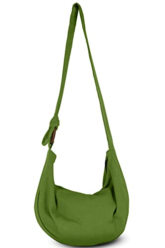 Image of Hobo Crossbody Bag for Women - Handmade Cotton Boho Purse with Wooden Ring | Lightweight Slouchy Shoulder Sling Tote Bag
